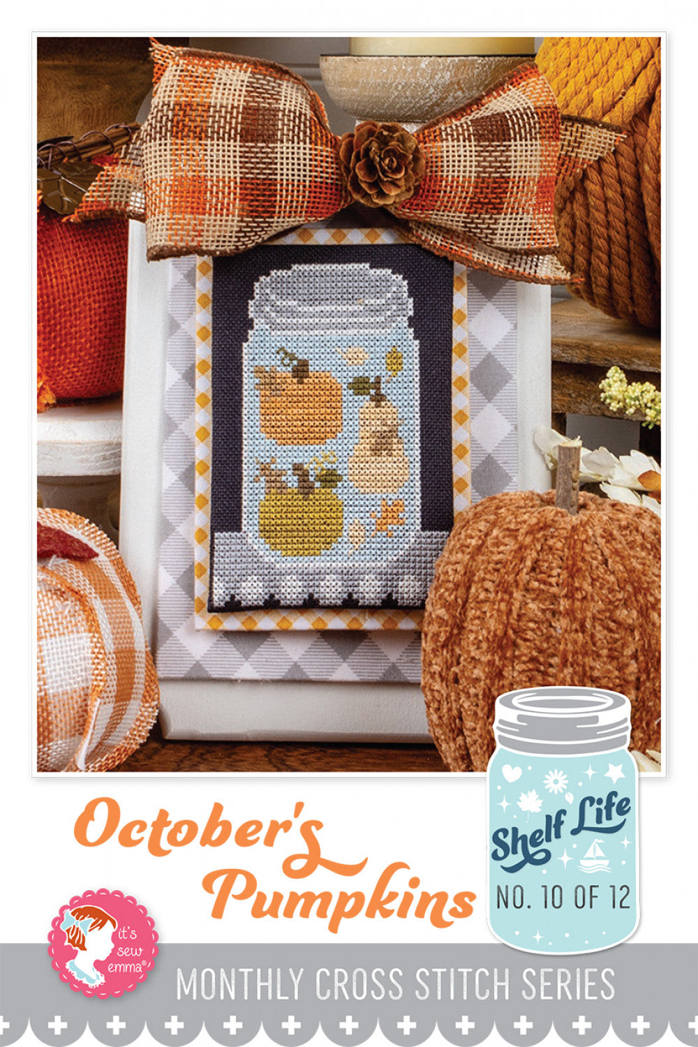 October's Pumpkins Shelf Life Cross Stitch Pattern # ISE-4034 - Special Order (exp 11/14/24)