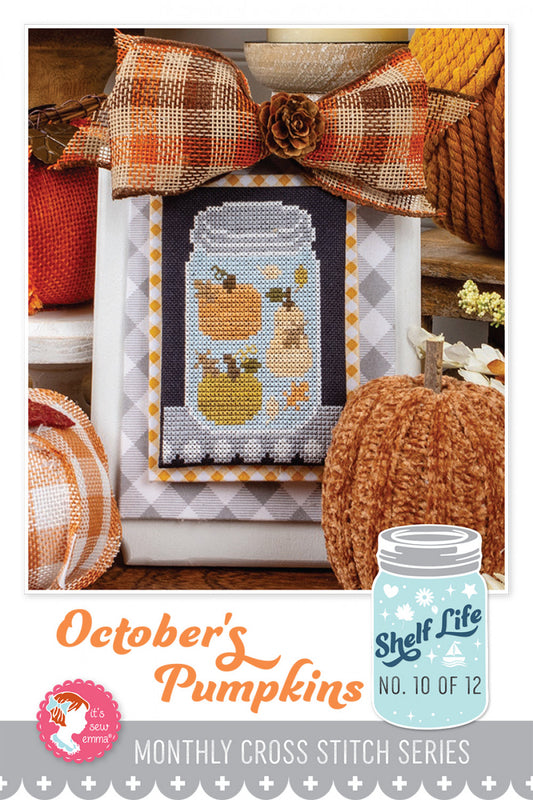 October's Pumpkins Shelf Life Cross Stitch Pattern # ISE-4034 - Special Order (exp 11/14/24)