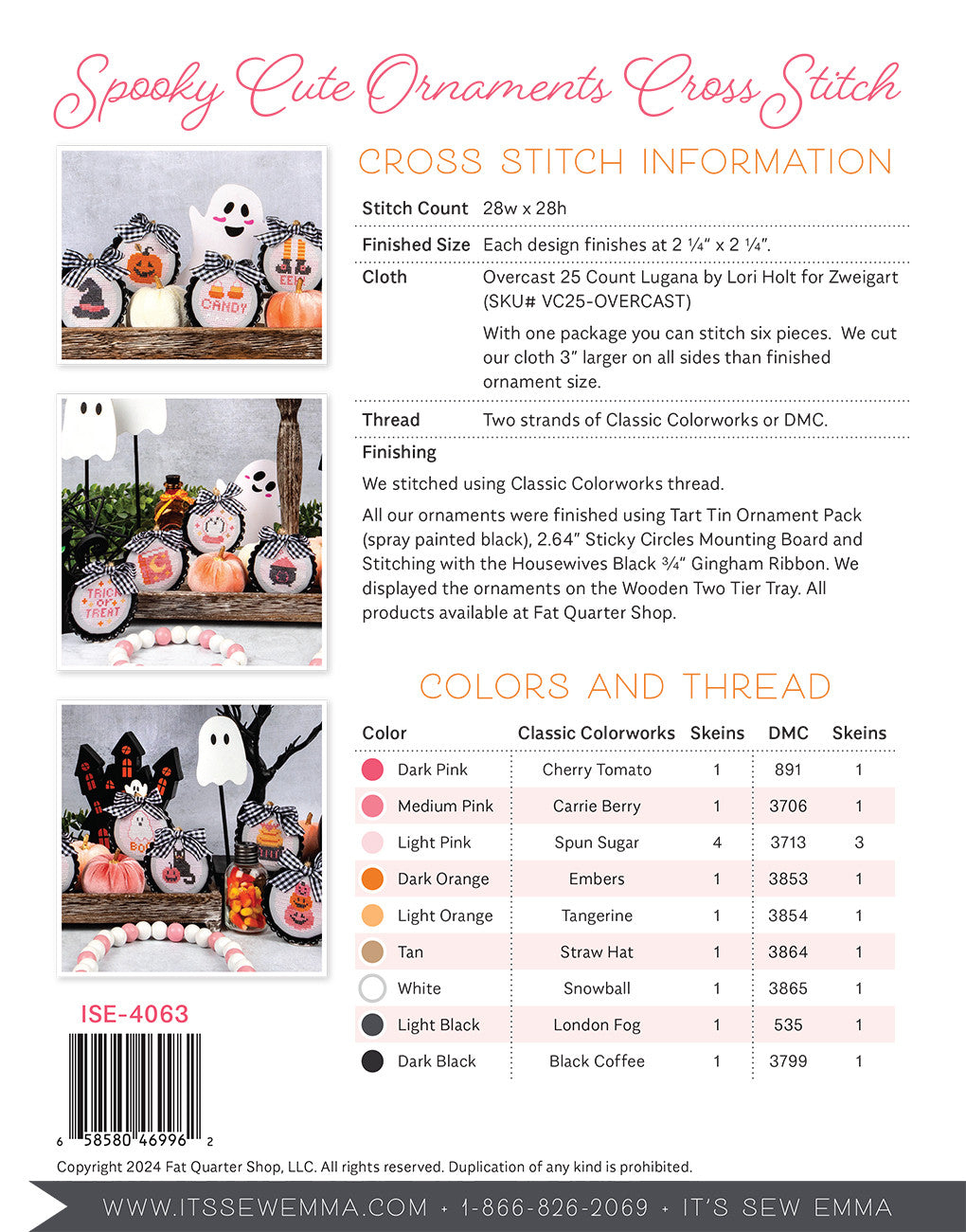 Spooky Cute Ornaments Cross Stitch Pattern # ISE-4063 - Special Order