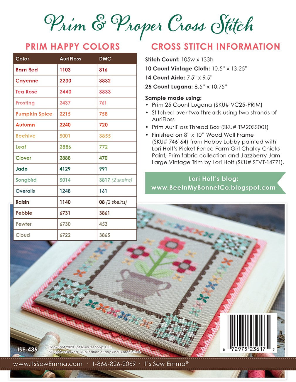 Prim & Proper Cross Stitch Pattern # ISE-435 - Special Order