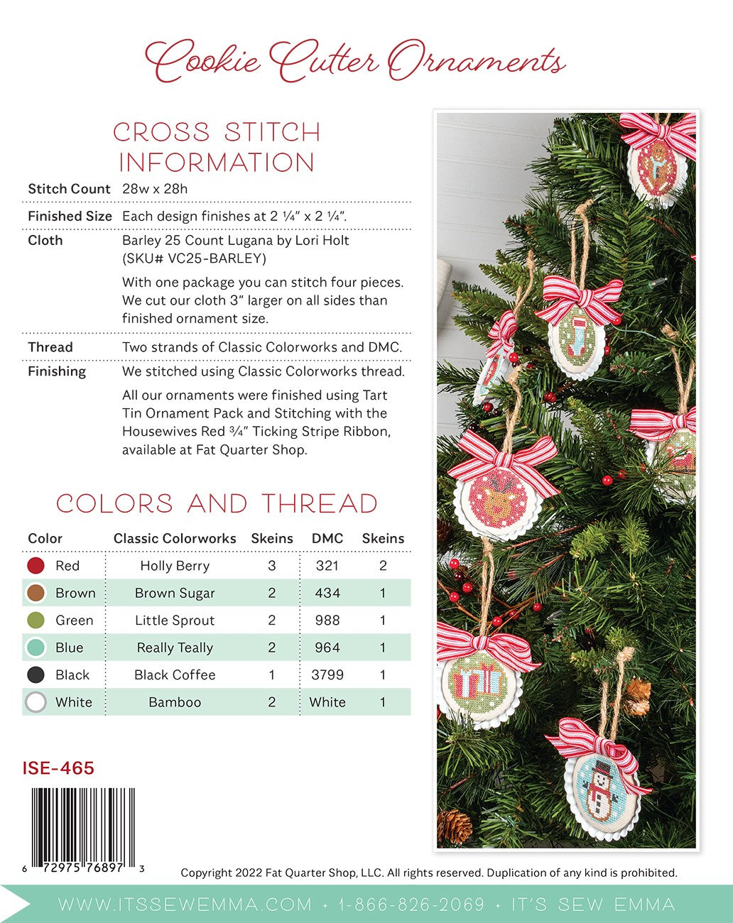 Cookie Cutter Ornaments Cross Stitch Pattern # ISE-465 - Special Order