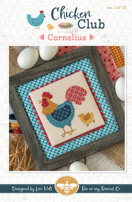 Chicken Club Cross Stitch Pattern of the Month 1 - Cornelius # ISE-478 - Special Order