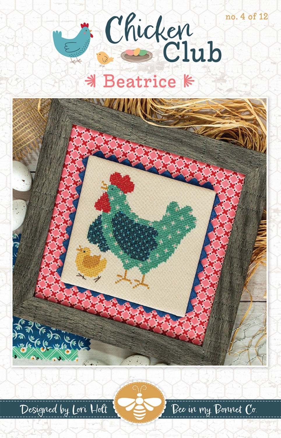 Chicken Club Cross Stitch Pattern of the Month 4 Beatrice # ISE-481 - Special Order