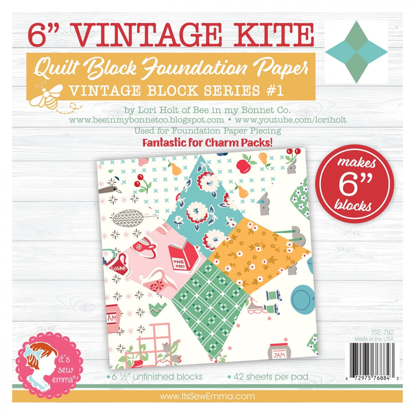 Vintage Kite Quilt Block Foundation Paper- Special Order