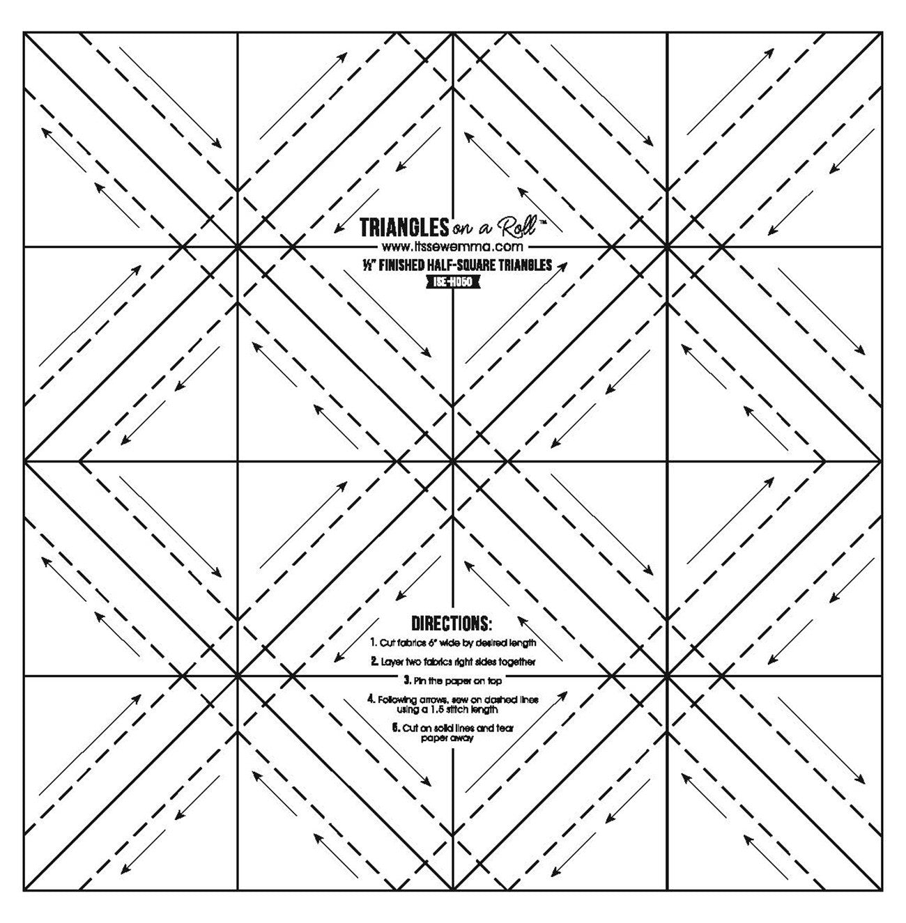 Triangles on a Roll : Half Square Triangle Foundation Paper (20 Size options)- Special Order