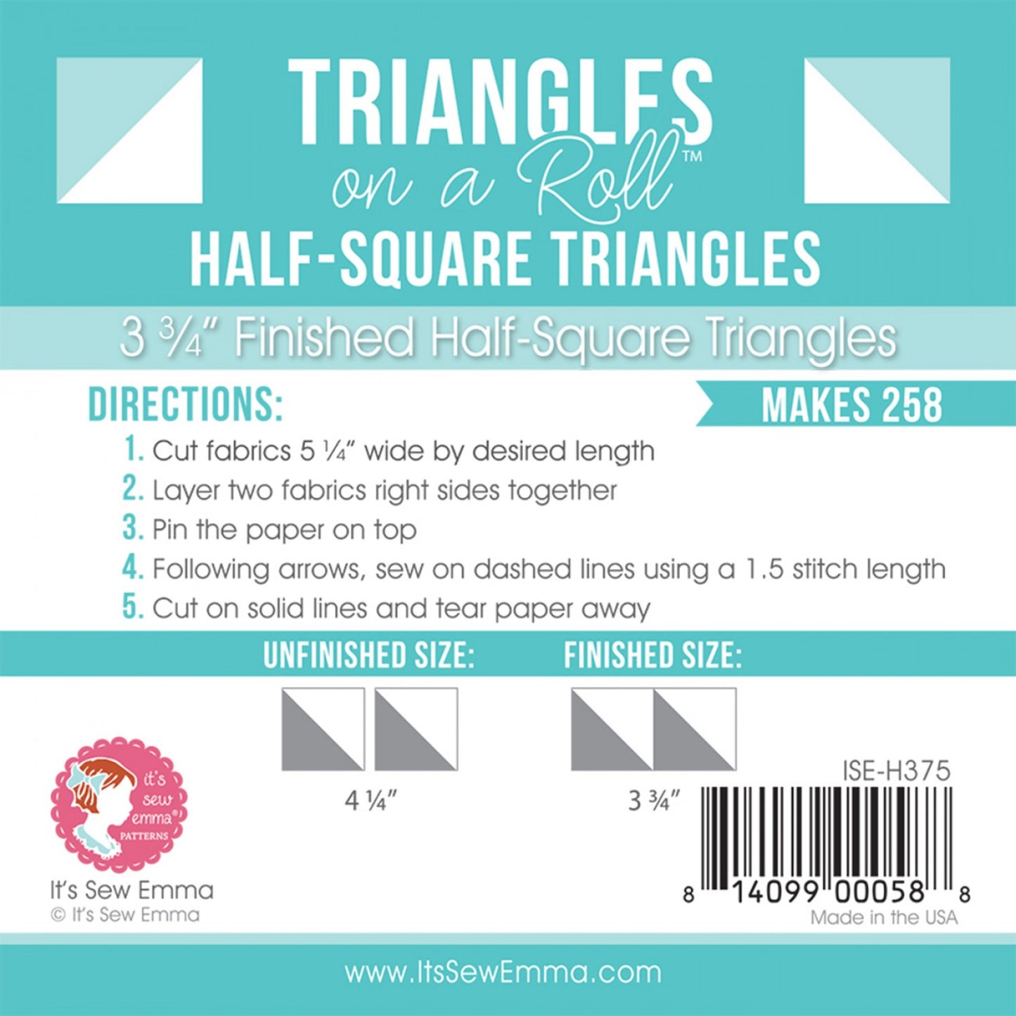 Triangles on a Roll : Half Square Triangle Foundation Paper (20 Size options)- Special Order