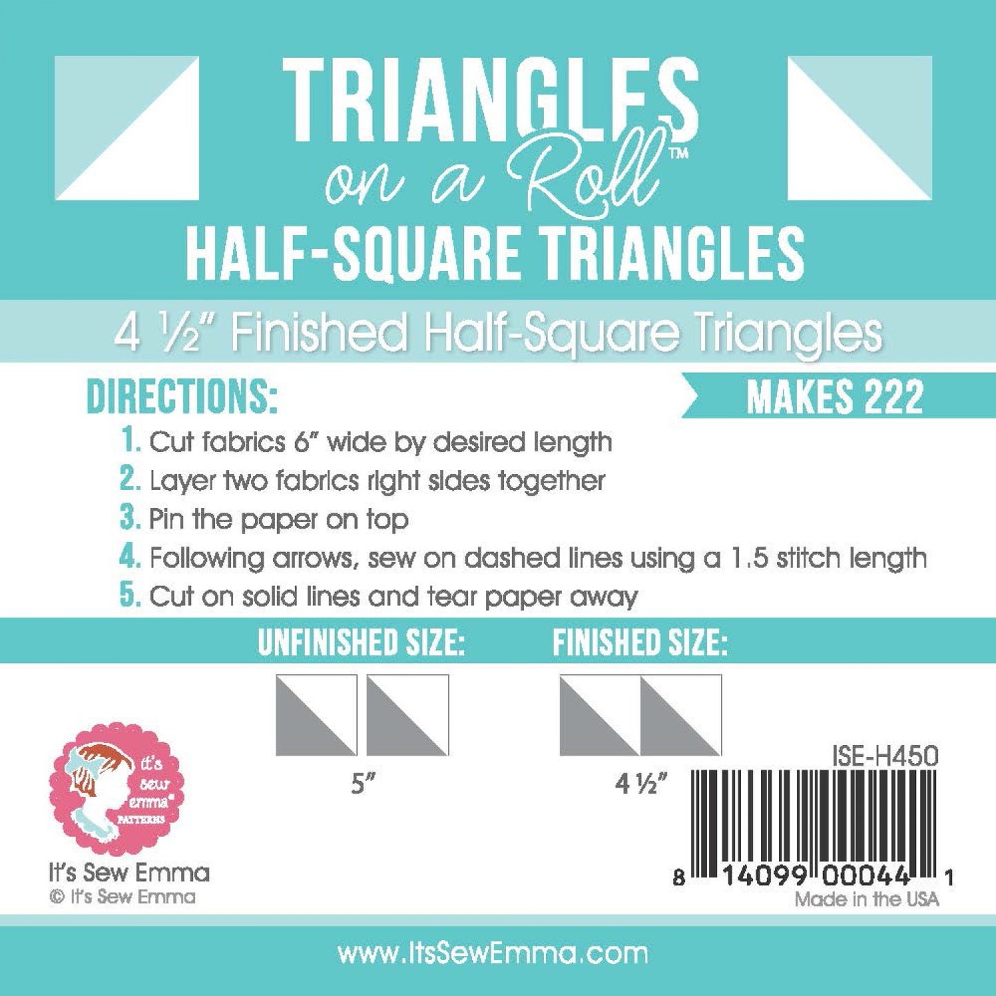 Triangles on a Roll : Half Square Triangle Foundation Paper (20 Size options)- Special Order