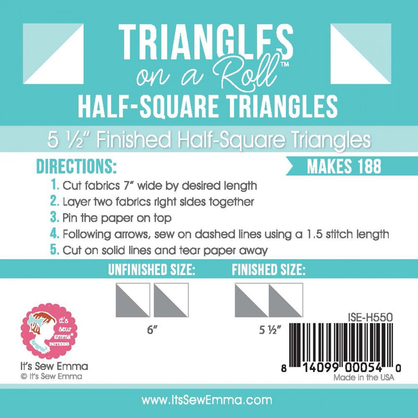 Triangles on a Roll : Half Square Triangle Foundation Paper (20 Size options)- Special Order