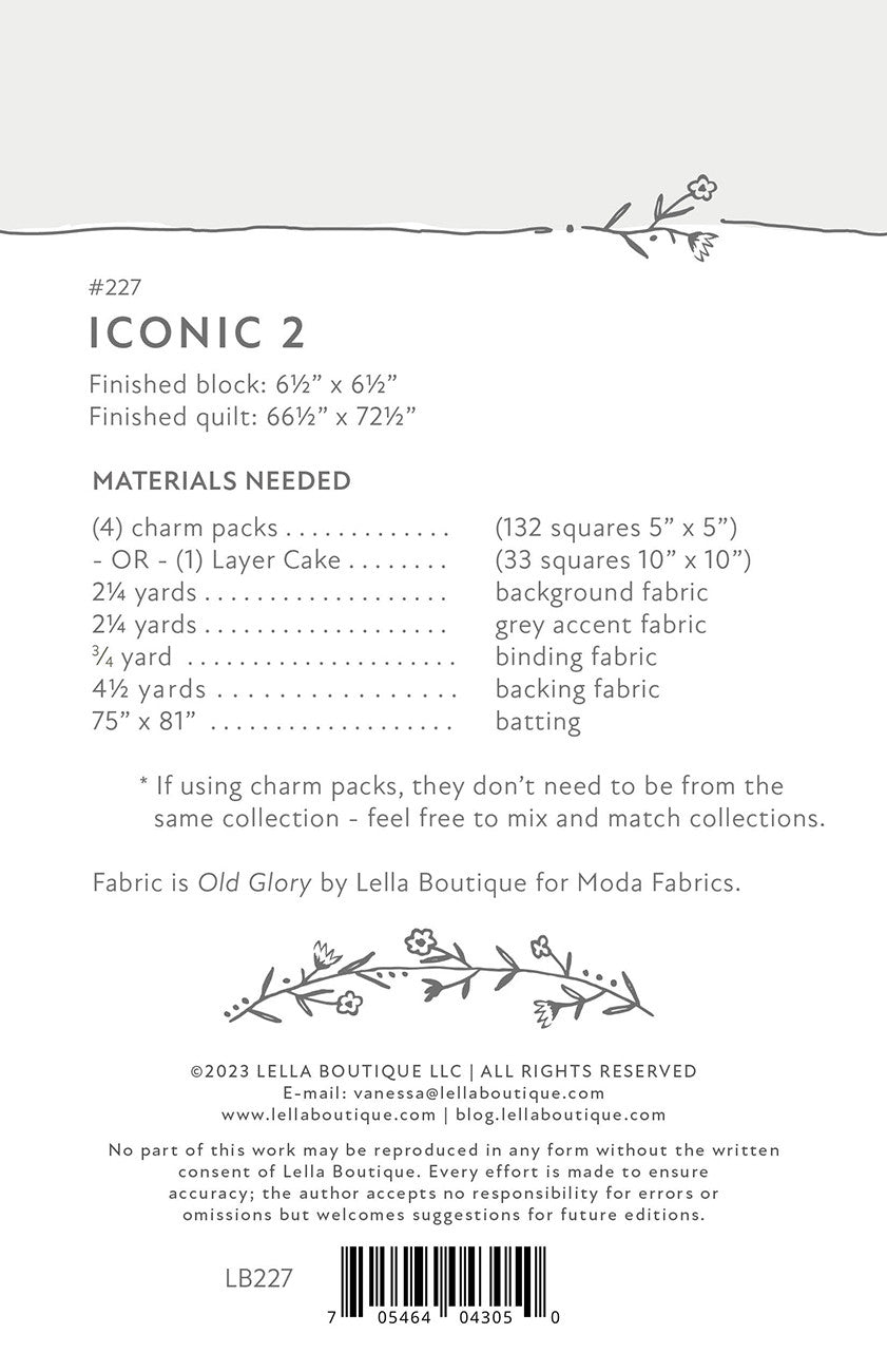 Iconic 2 Quilt Pattern by Lella Boutique