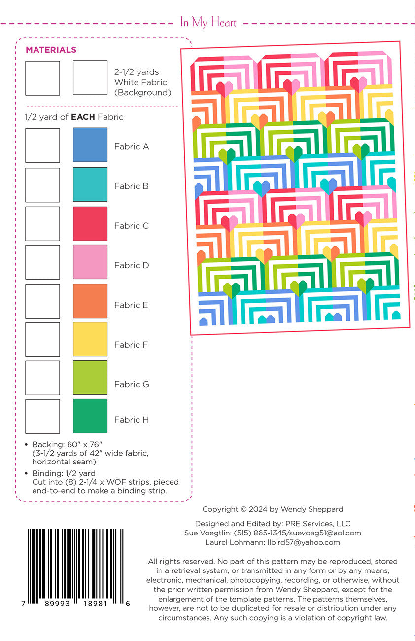 In My Heart Quilt Pattern by Wendy Sheppard