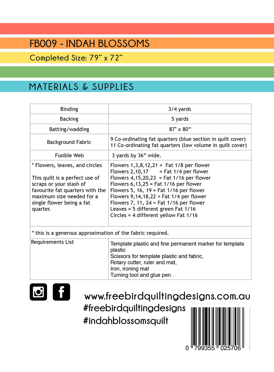 Indah Blossoms Applique Quilt Pattern by Free Bird Quilting Designs