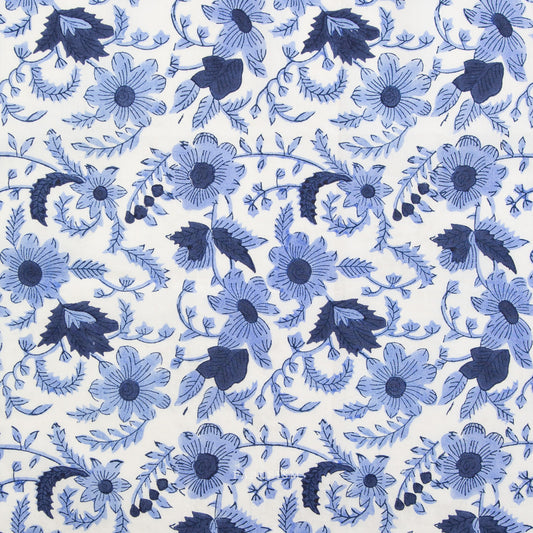 Indian Block Prints: Cottage by Fableism - Country Floral Blue BPCT-08-CTY-BLUE
