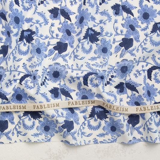 Indian Block Prints: Cottage by Fableism - Country Floral Blue BPCT-08-CTY-BLUE