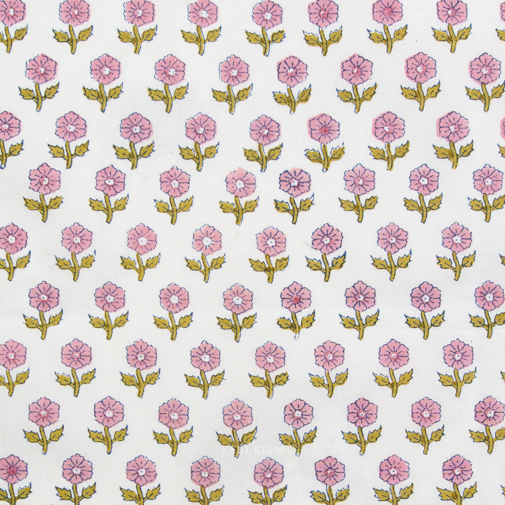 Indian Block Prints: Cottage by Fableism - Flowerling Pink BPCT-10-FWG-PINK