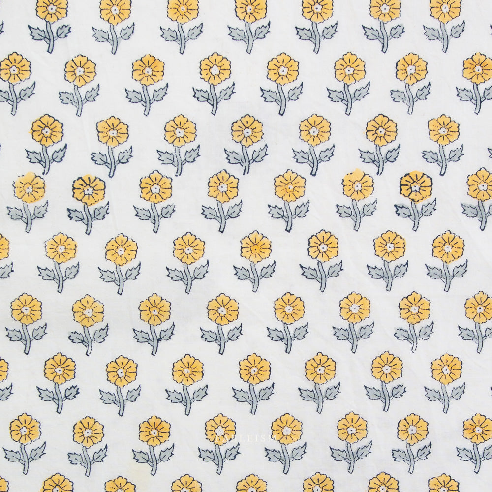 Indian Block Prints: Cottage by Fableism - Flowerling Yellow BPCT-10-FWG-YELLOW