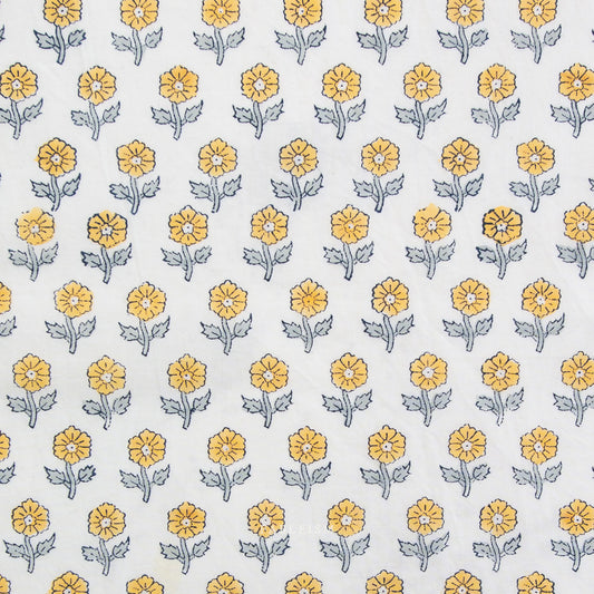 Indian Block Prints: Cottage by Fableism - Flowerling Yellow BPCT-10-FWG-YELLOW