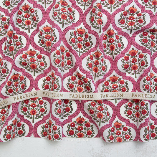 Indian Block Prints: Cottage by Fableism - Lattice Floral Pink BPCT-04-LAT-PINK
