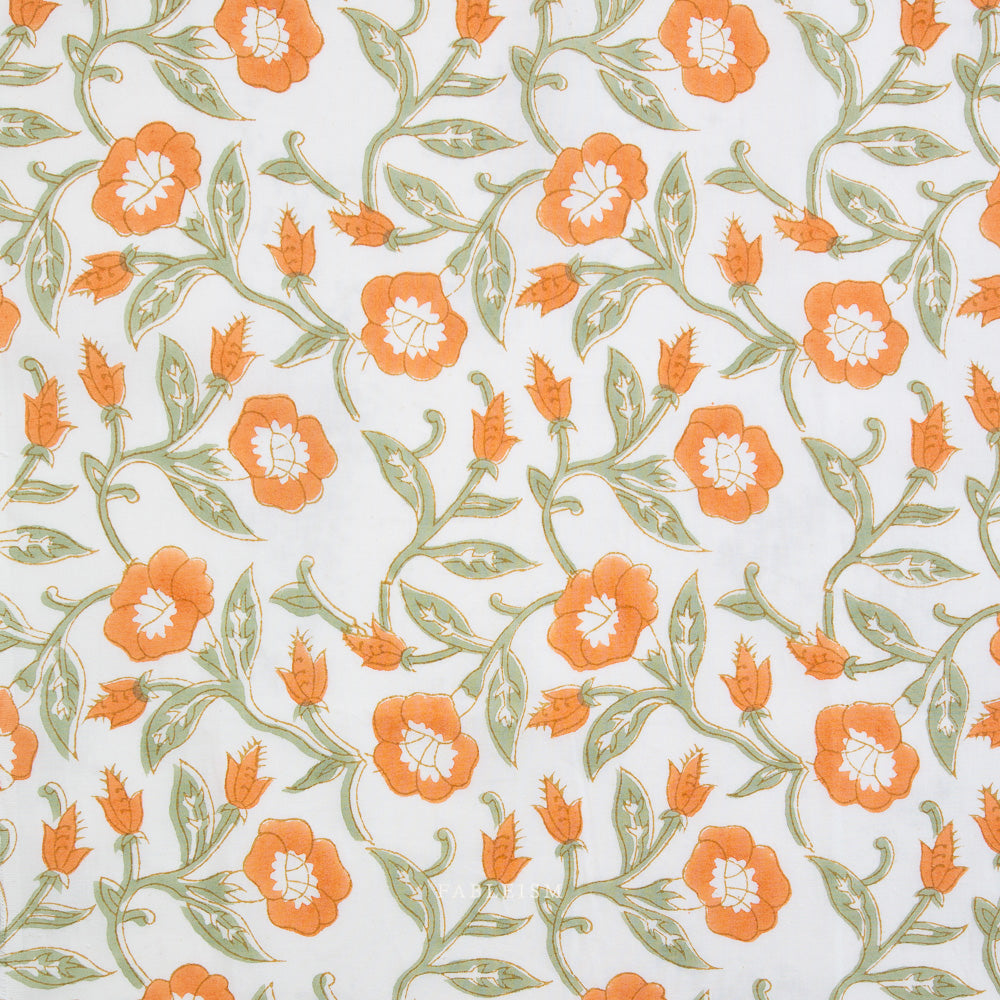 Indian Block Prints: Cottage by Fableism - Trumpet Vines Sage BPCT-02-TMP-SAGE