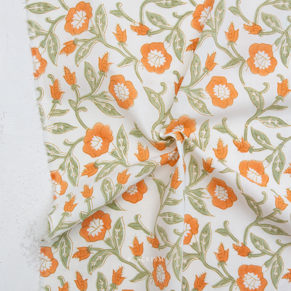 Indian Block Prints: Cottage by Fableism - Trumpet Vines Sage BPCT-02-TMP-SAGE