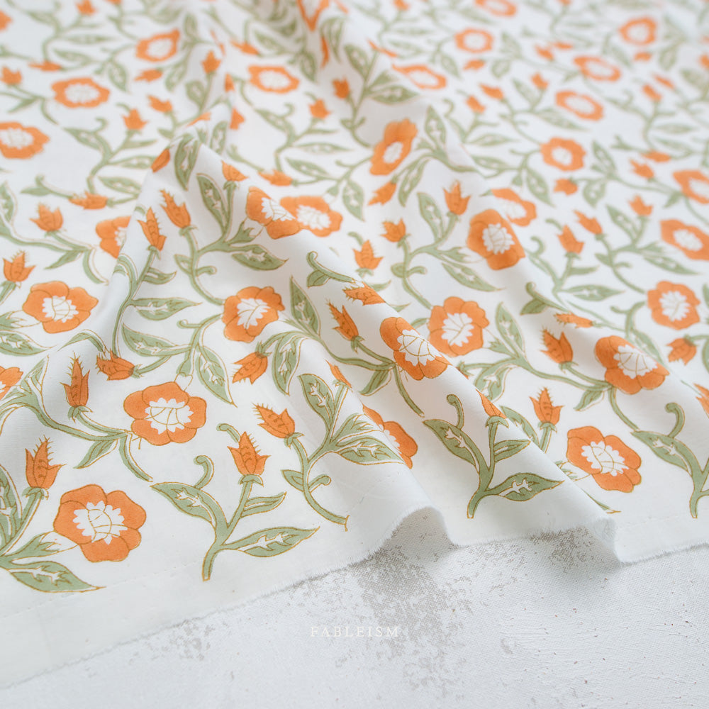 Indian Block Prints: Cottage by Fableism - Trumpet Vines Sage BPCT-02-TMP-SAGE