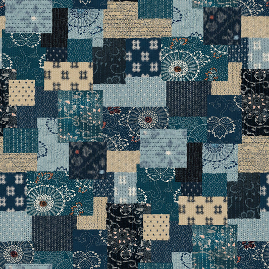 Indigo Blooming by Debbie Maddy: Koraju Patchwork Multi 48098 11