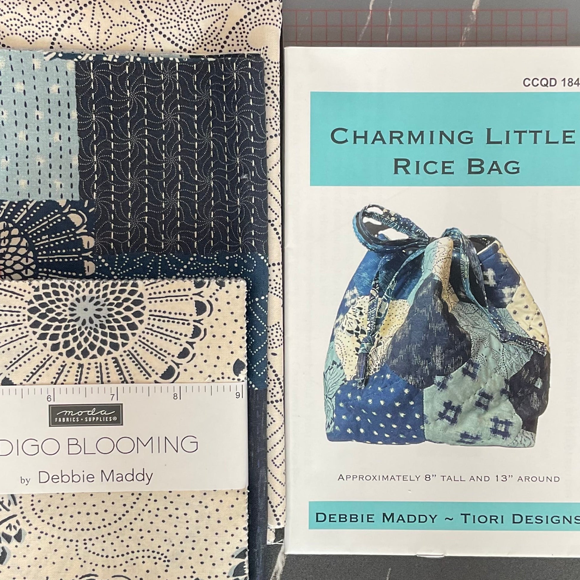 Indigo Blooming by Debbie Maddy - Charming Little Rice Bag Kit