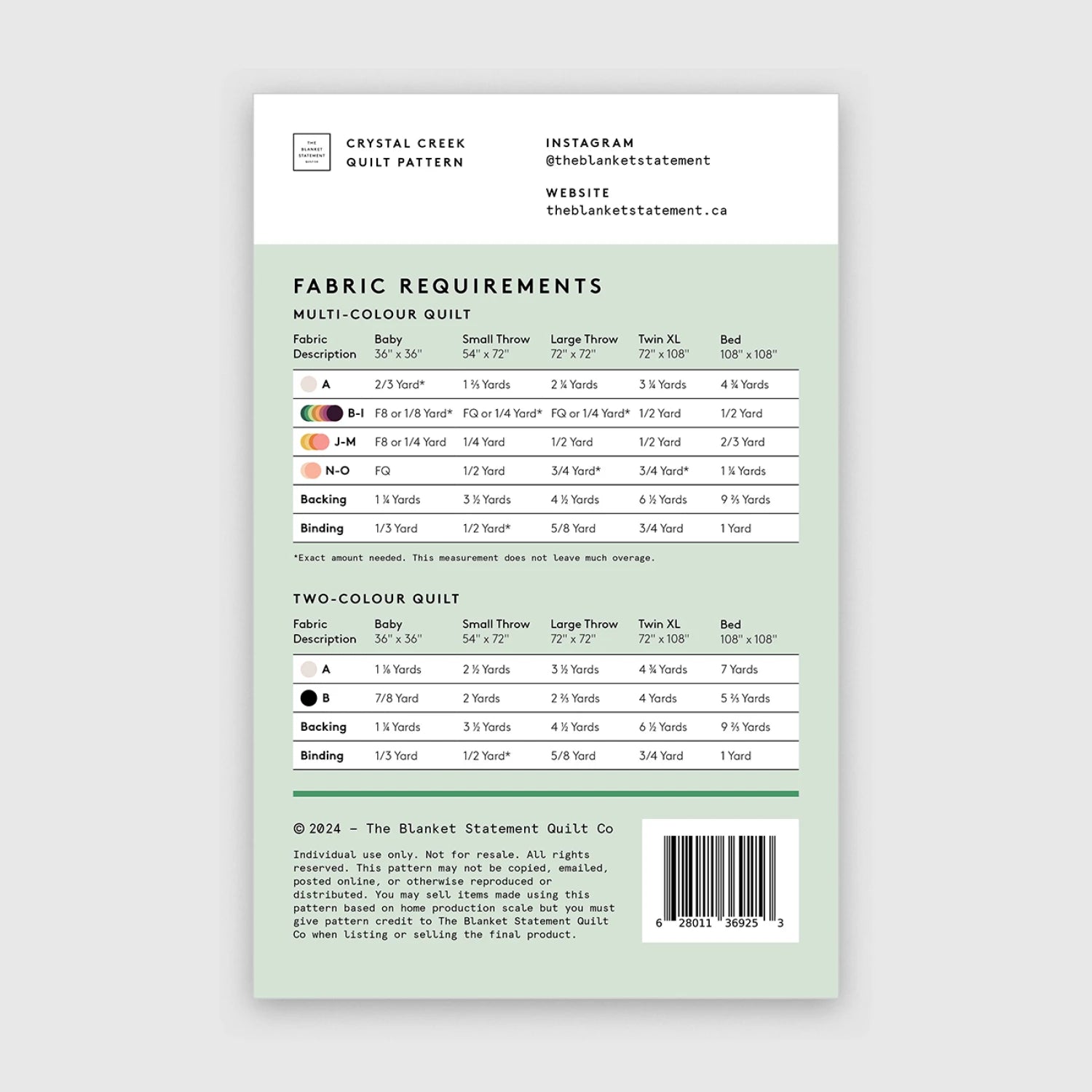 Ink Shop by Sarah Watts : Crystal Creek Quilt Kit