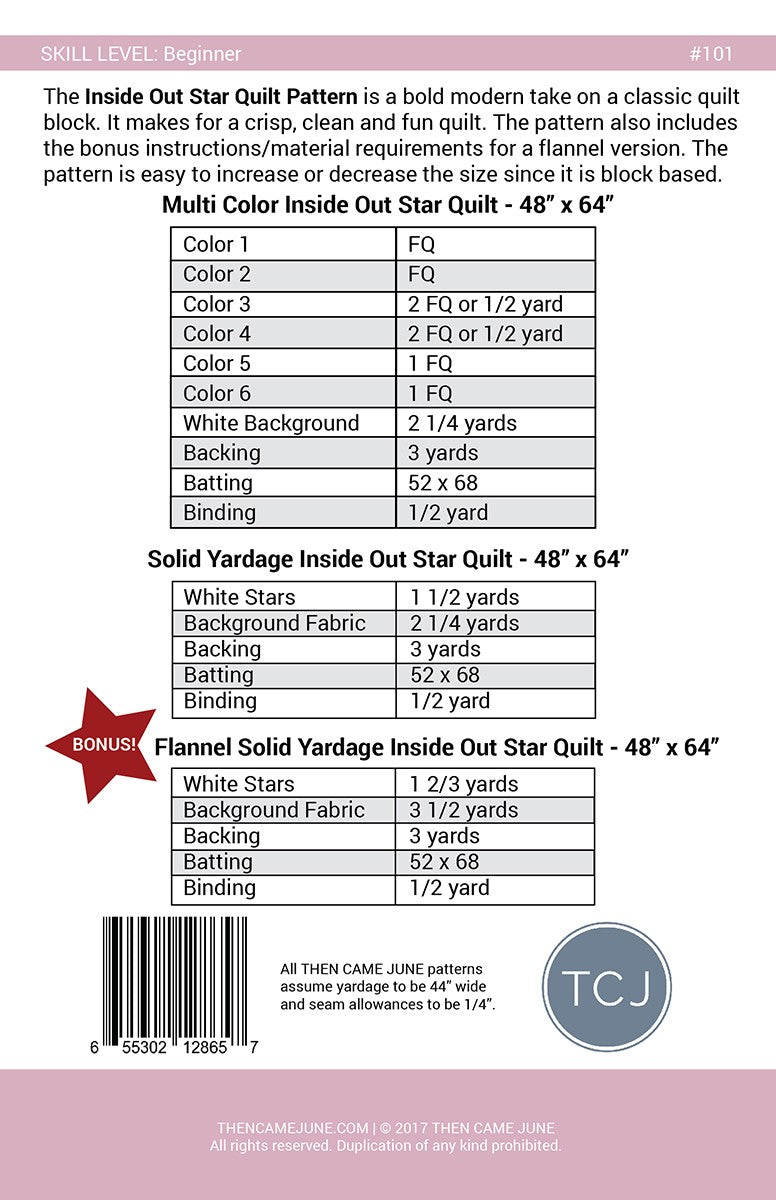 Inside Out Star Quilt Pattern by Then Came June