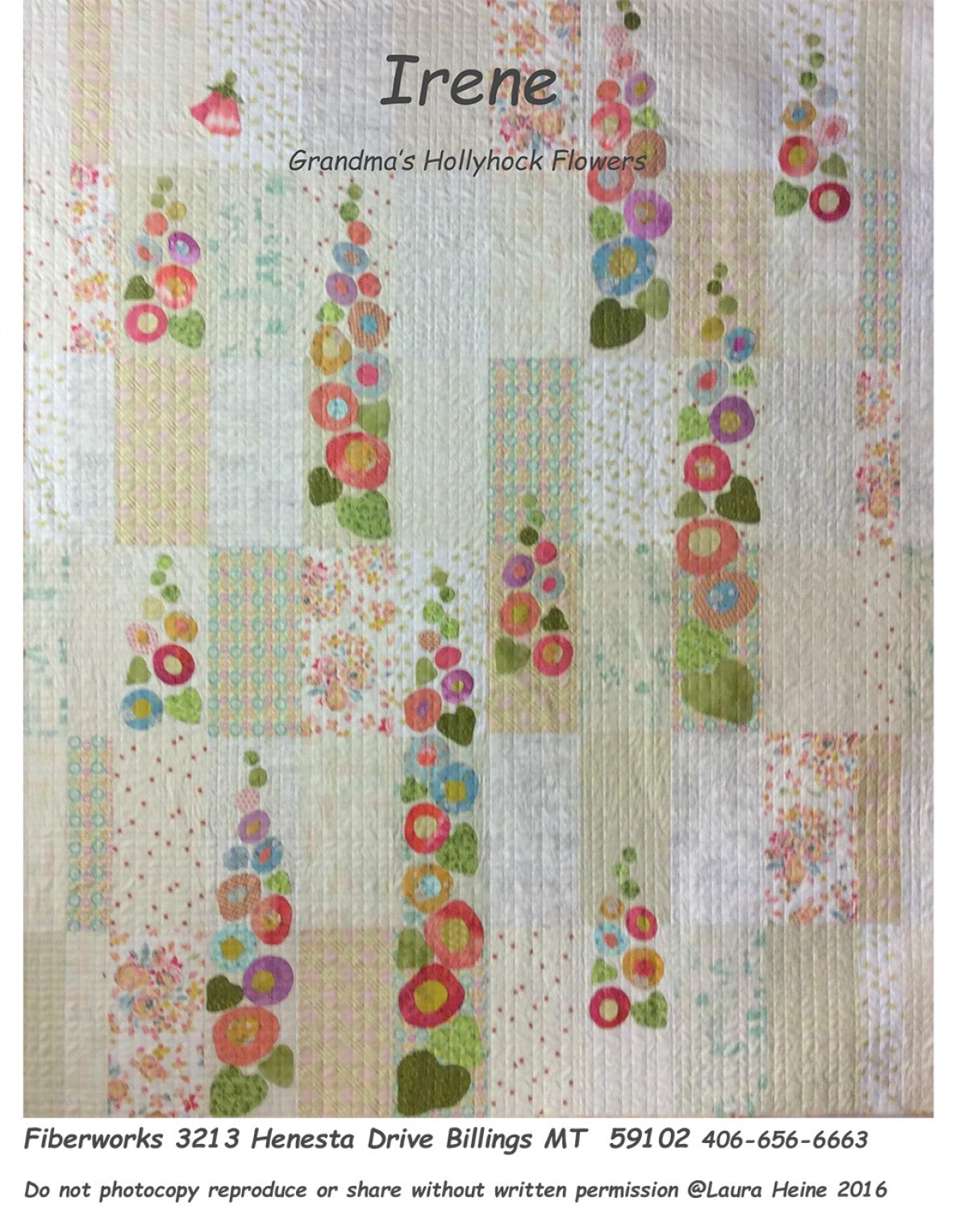 Irene Grandmothers Hollyhock Flowers Pattern by Laura Heine