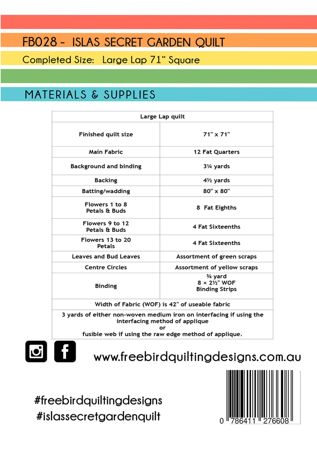 Islas Secret Garden Applique Quilt Pattern by Free Bird Quilting Designs