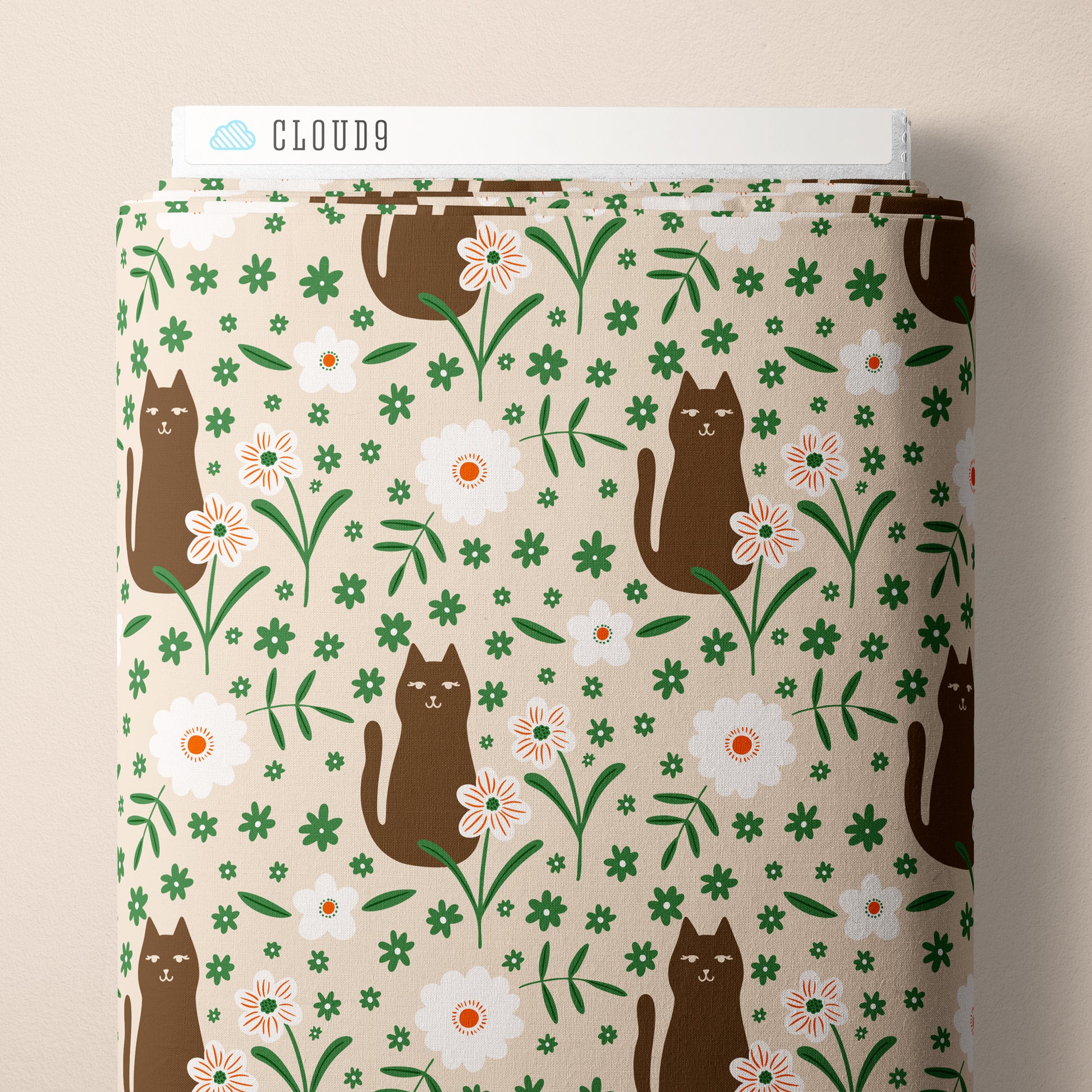 It Was The 70's by Cora Vickers : A Cat In The Flowers Brown/Green 2293-78