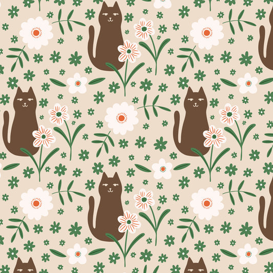 It Was The 70's by Cora Vickers : A Cat In The Flowers Brown/Green 2293-78
