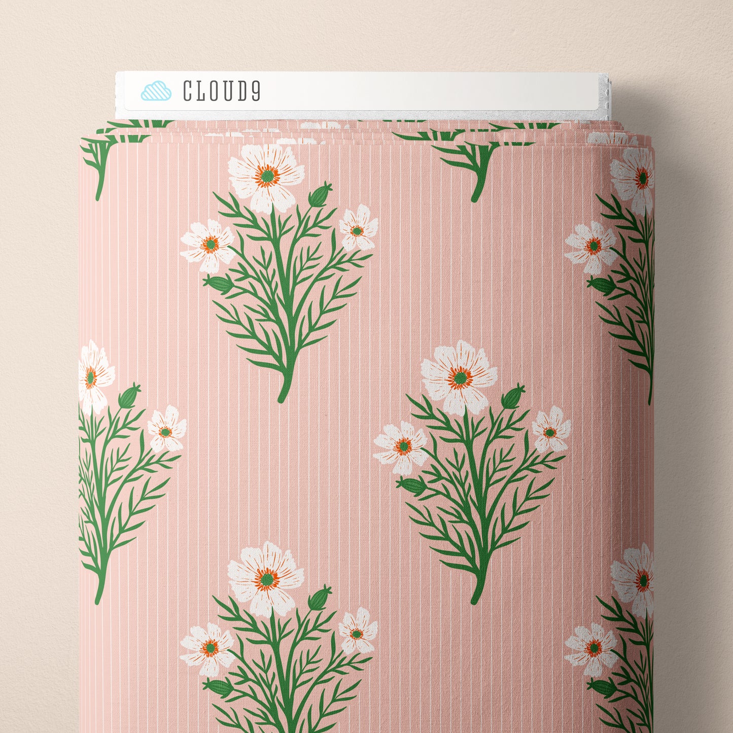It Was The 70's by Cora Vickers : A Field of Stripes and Flowers Pink 2293-84