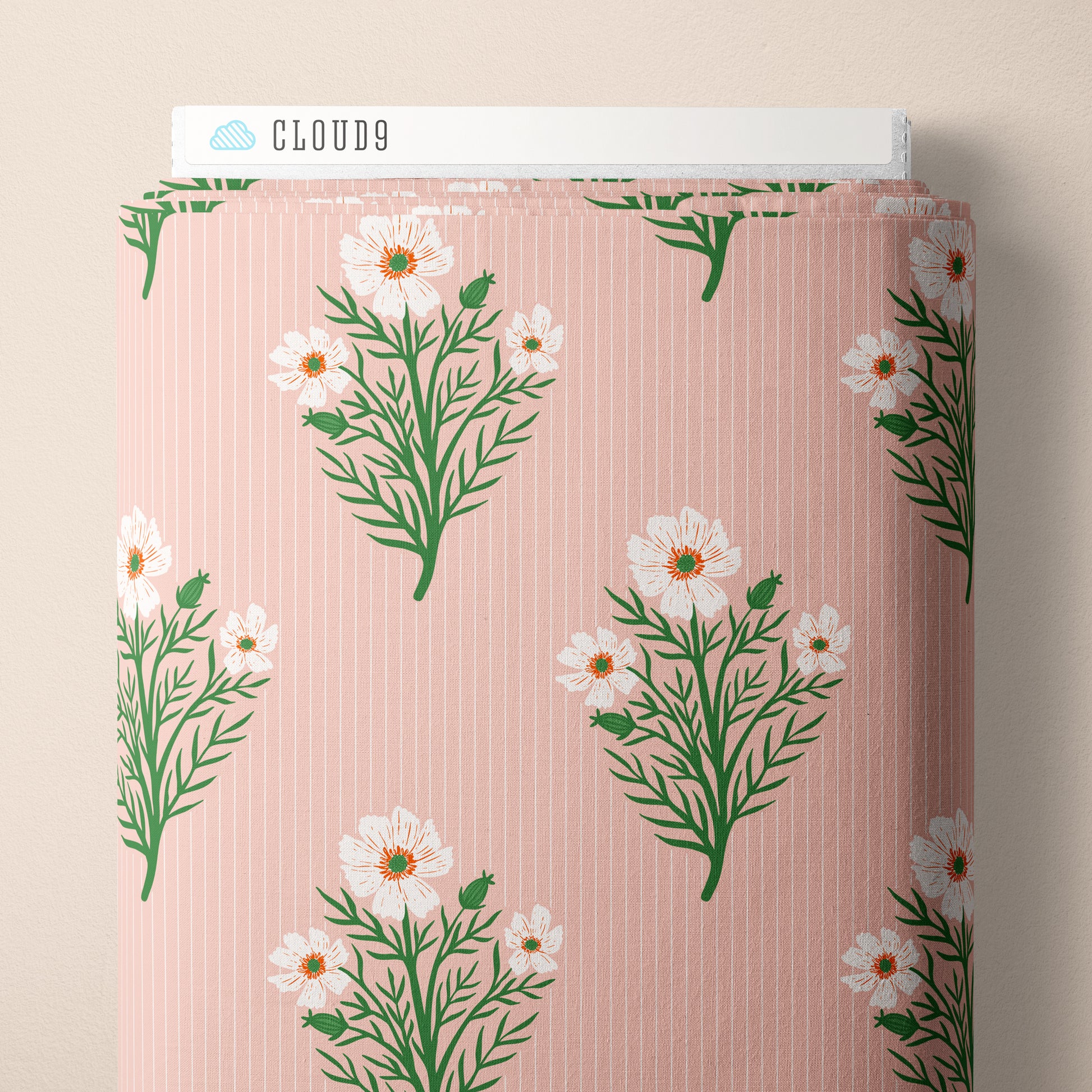 It Was The 70's by Cora Vickers : A Field of Stripes and Flowers Pink 2293-84