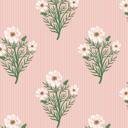 It Was The 70's by Cora Vickers : A Field of Stripes and Flowers Pink 2293-84