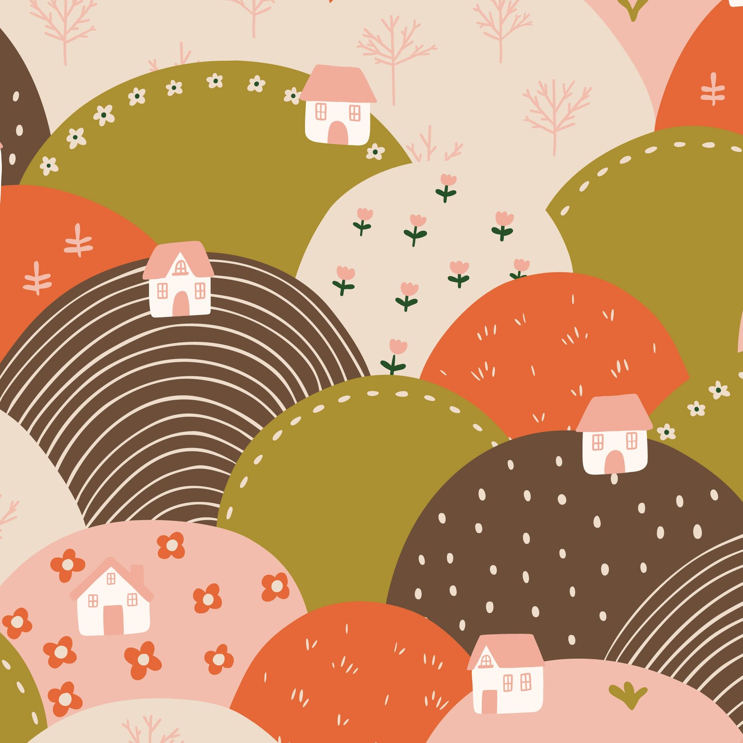 It Was The 70's by Cora Vickers : Patchwork Hills Pink/Brown 2293-77