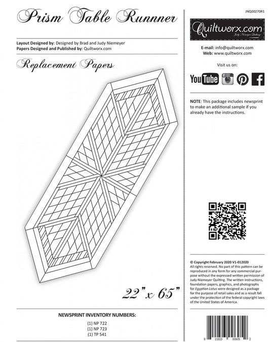 Prism Table Replacement Papers # JNQ00270R1 - Special Order