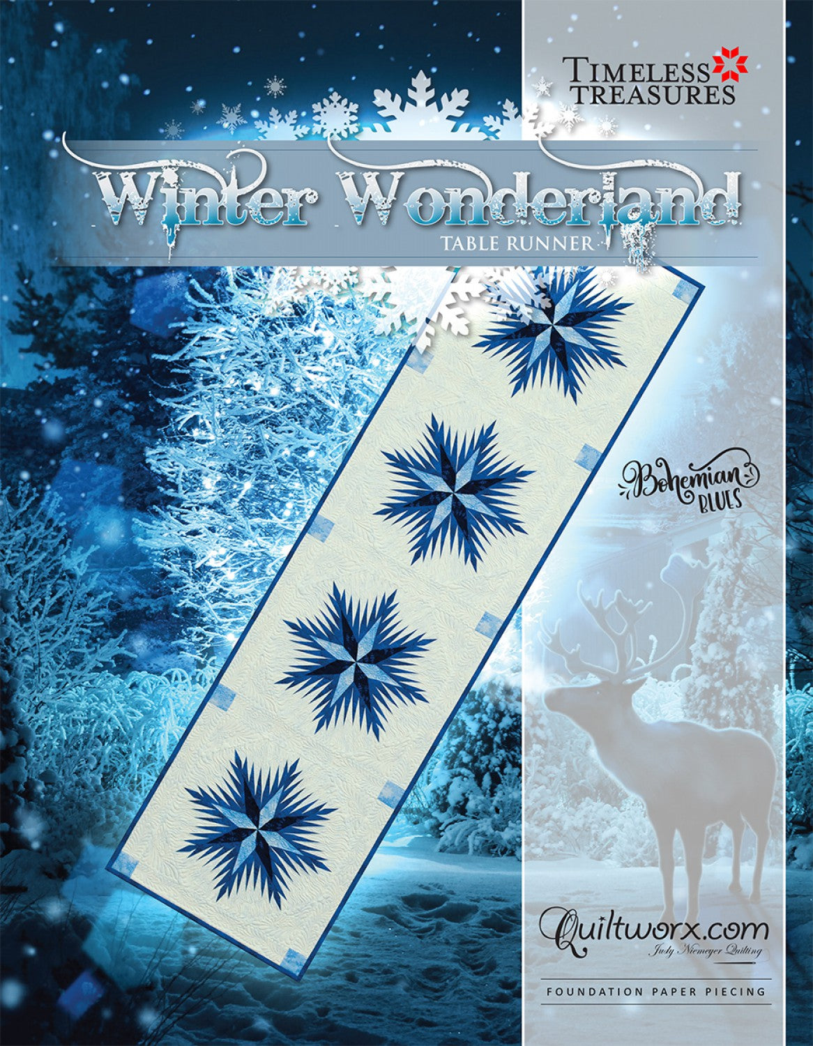 Winter Wonderland Snow Flakes Table Runner - Updated Version # JNQ90P - Special Order