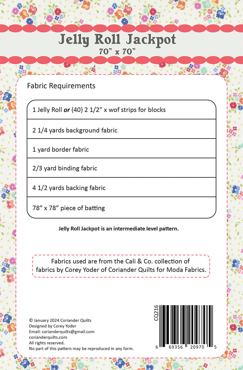 Jelly Roll Jackpot Quilt Pattern by Coriander Quilts - Special Order