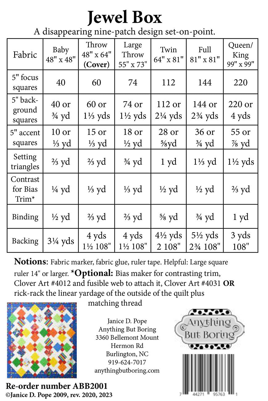 Jewel Box Quilt Pattern by Anything But Boring
