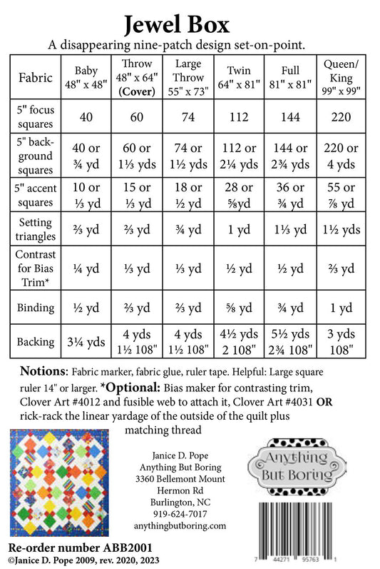 Jewel Box Quilt Pattern by Anything But Boring