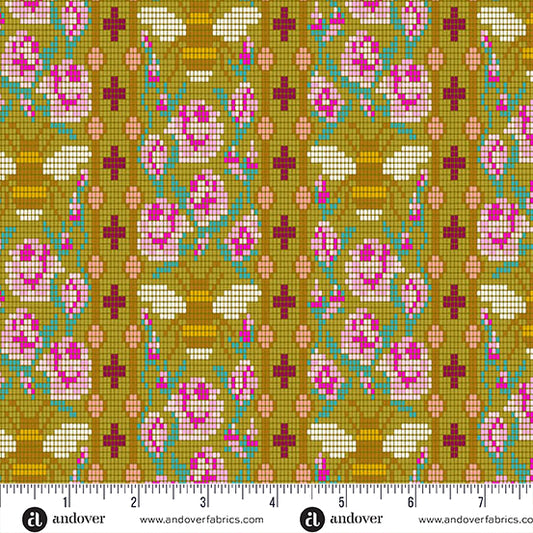 Jinny by Alison Glass : Beadwork Olive A-10333-Y1