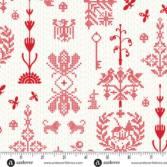 Jinny by Alison Glass : Redwork Cherry A-10334-R