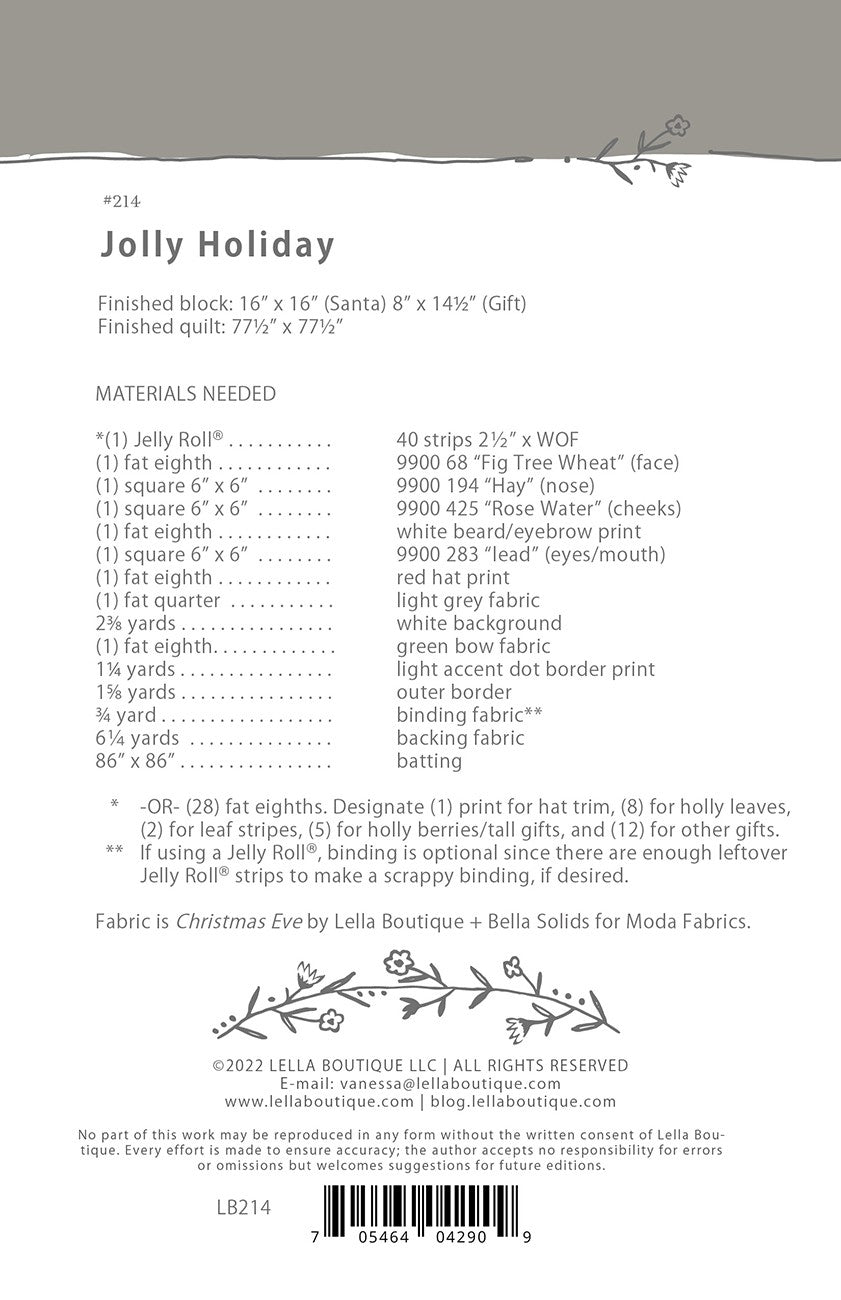 Jolly Holiday Quilt Pattern by Lella Boutique