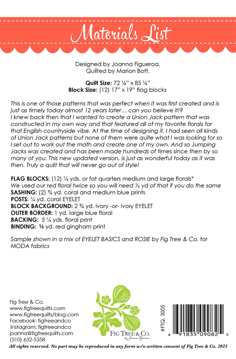 Jumping Jacks Quilt Pattern by Fig Tree & Co.