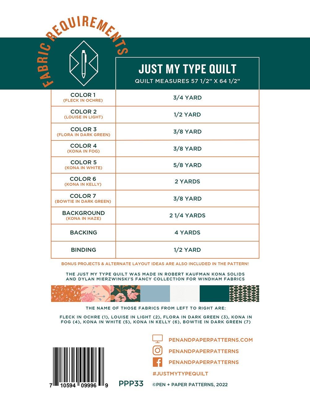 Just My Type Quilt Pattern by Pen + Paper Patterns