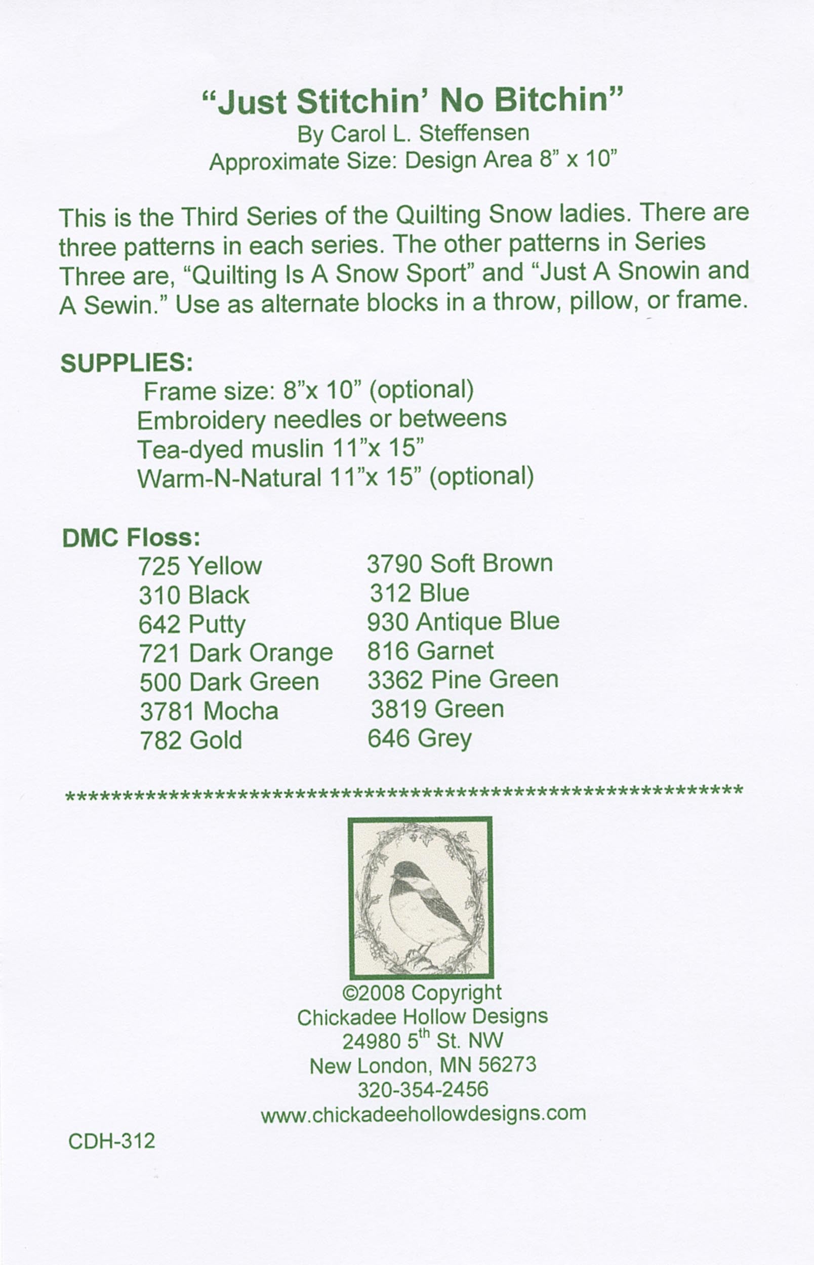 Just Stitching, No Bitchin # CDH312- Special Order