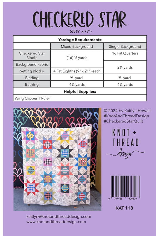 Checkered Star Quilt Pattern by Knot & Thread Design
