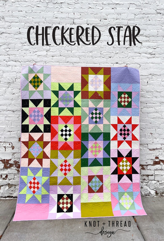 Checkered Star Quilt Pattern by Knot & Thread Design