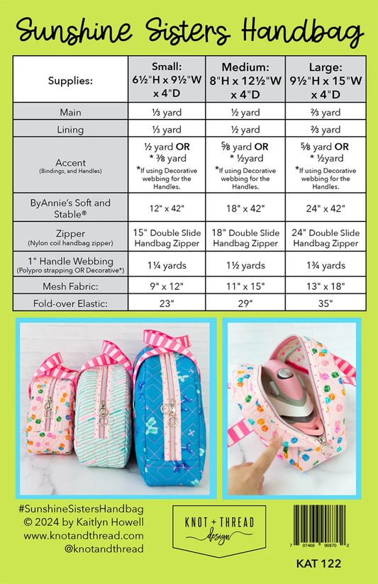 Sunshine Sisters Handbag Pattern by Knot & Thread Design